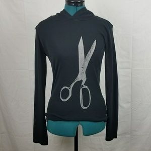 Light weight black hoodie sweatshirt scissors
